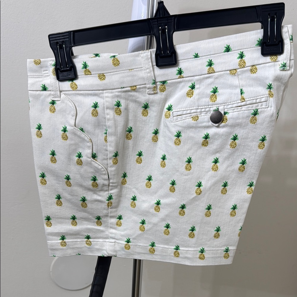 Blue Rain White and Green Bermuda Shorts with Pineapple Print